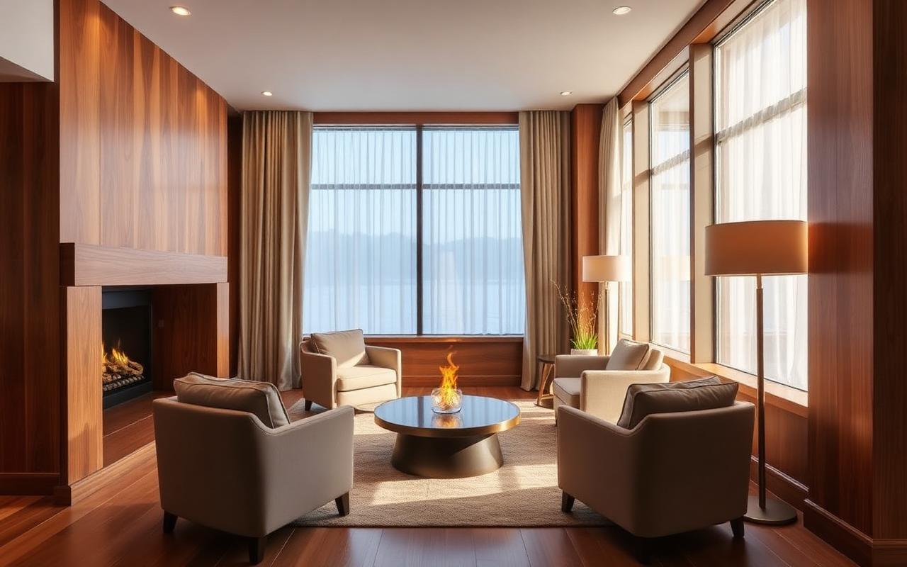 Cozy boutique hotel lobby in Reykjavík